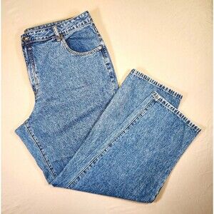 Vintage 90s La Blues High Rise Mom Jeans 20W Plus Cotton Acid Wash Straight Leg